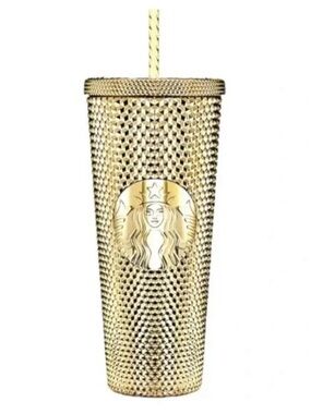 Starbucks Holiday 2022 NEW Gold Studded Iridescent 24 Oz Venti Tumbler